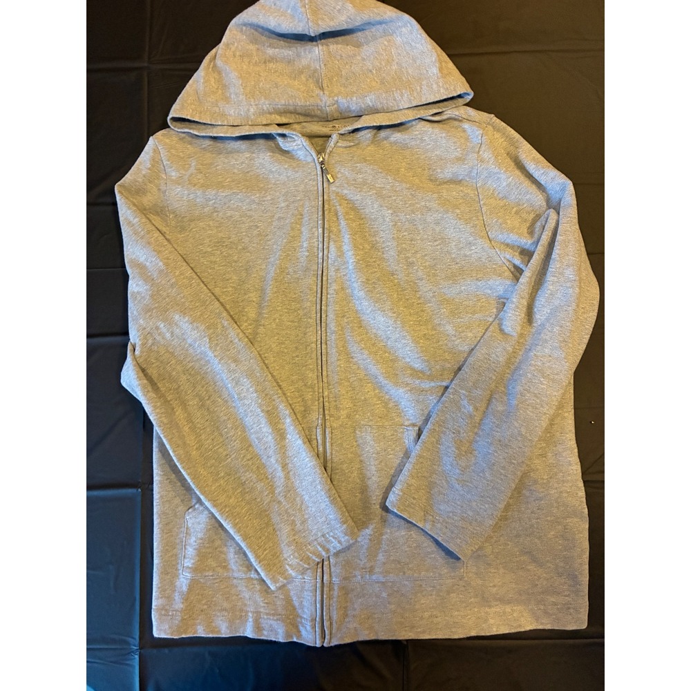 Karen Scott Sport Womens 2X Heather Gray Full Zip Hoodie Sweatshirt Jacket